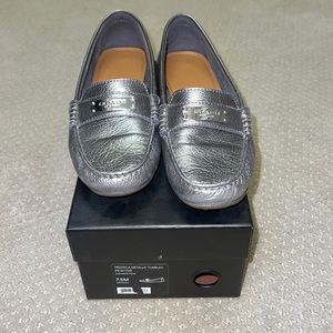 Gunmetal gray Coach fredrica loafers